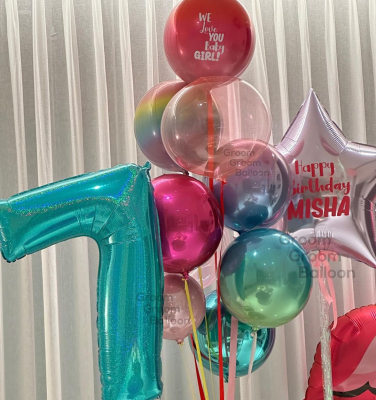 Misha Kapoor 7th birthday decorations. Credit - Grromgroomballon
