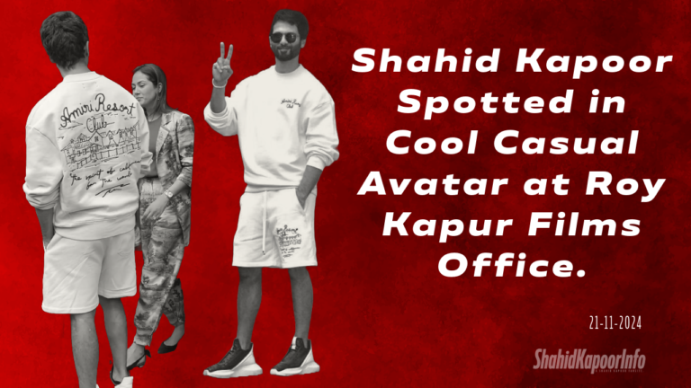 Shahid Kapoor in casual cream cord set at Roy. Kapur Films office