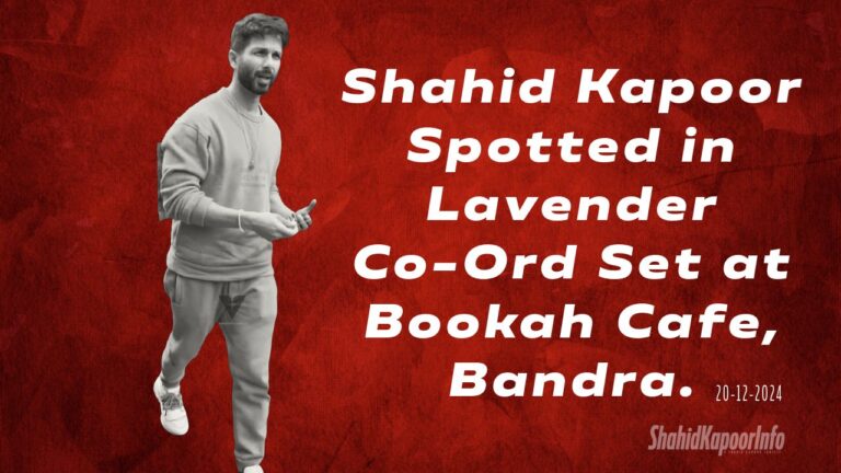 Shahid Kapoor Spotted in Lavender Co-Ord Set at Bookah Cafe, Bandra.