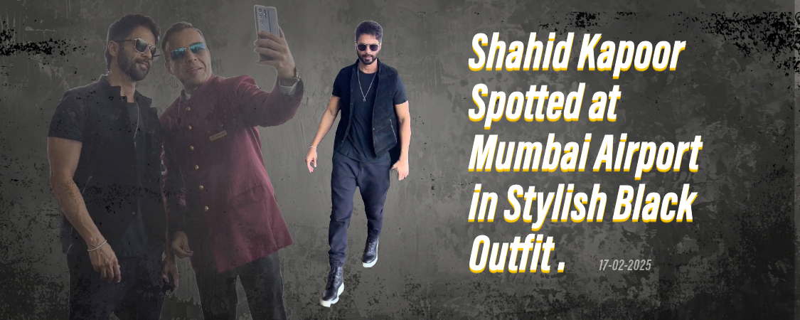 Shahid Kapoor at Mumbai Airport in a black outfit.